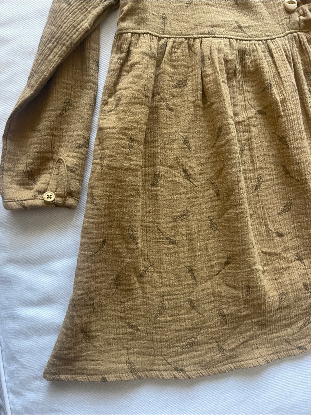 CITY MOUSE Girls Size 4 Long-Sleeve Ruffle Dress in Mustard - Kids - Picture 5 of 12